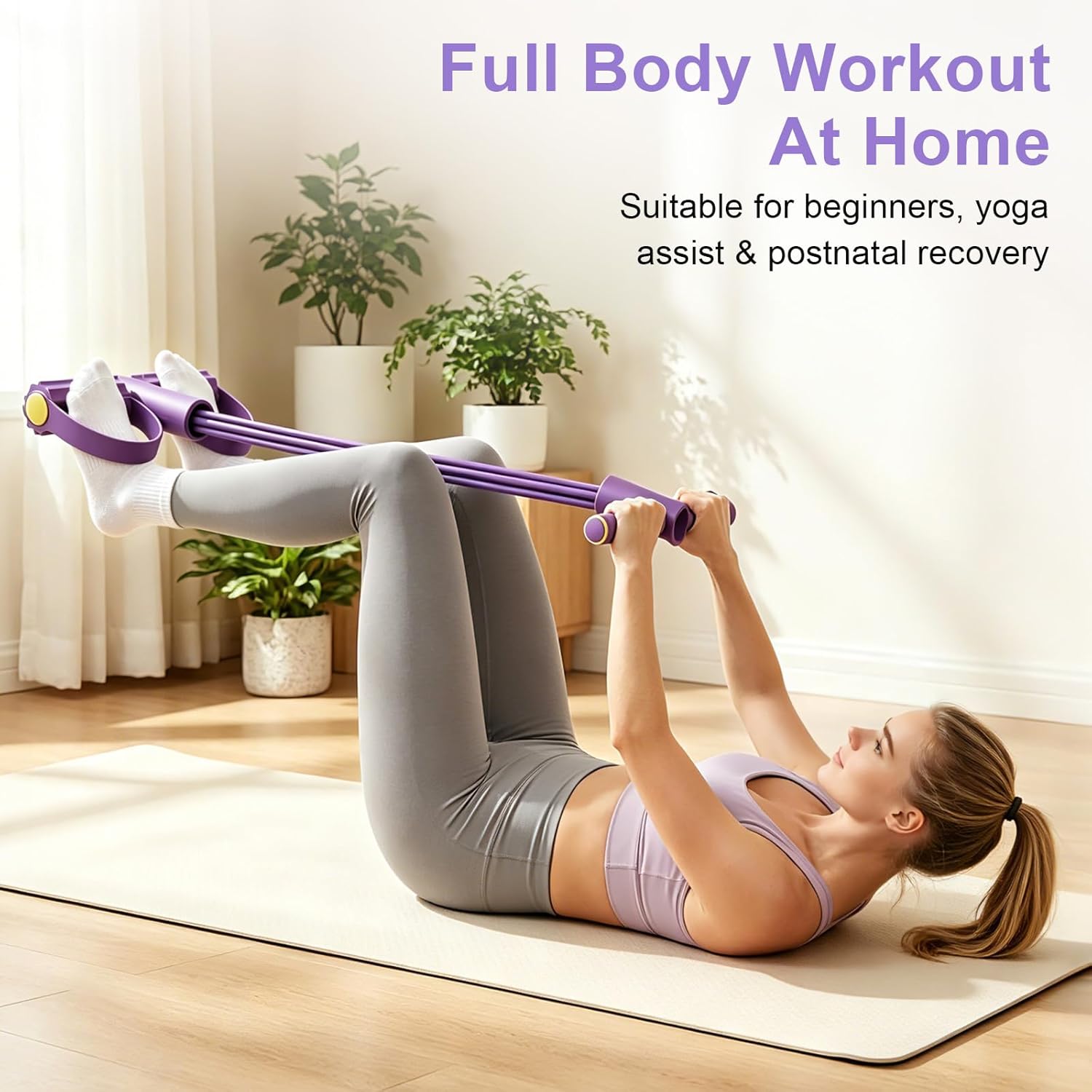Yoga Fitness Stretching Strap - Banda de resistencia de 4 tubos,