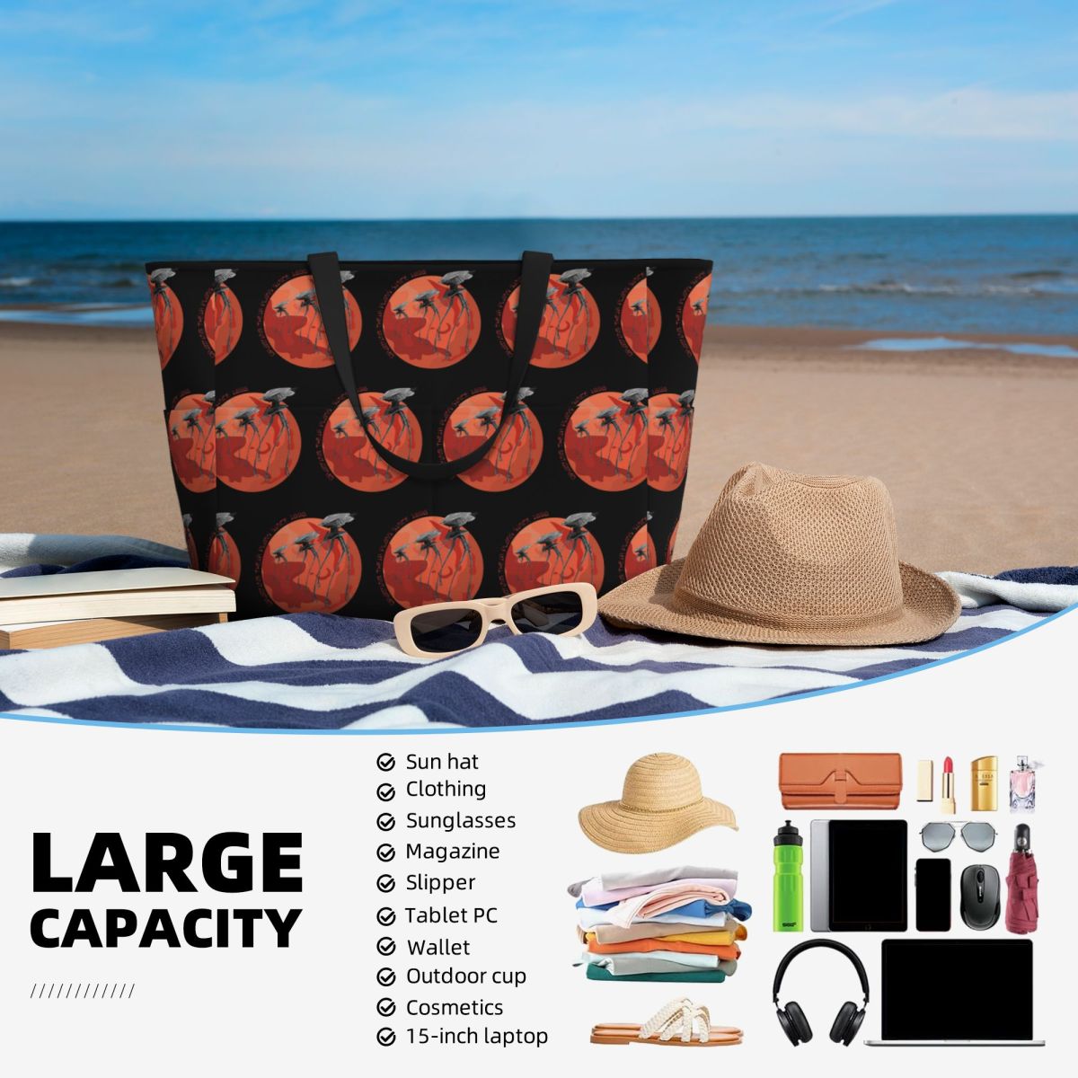 Bolso de playa con diseño de l - Yoga Fitness Drawing reseña y precio