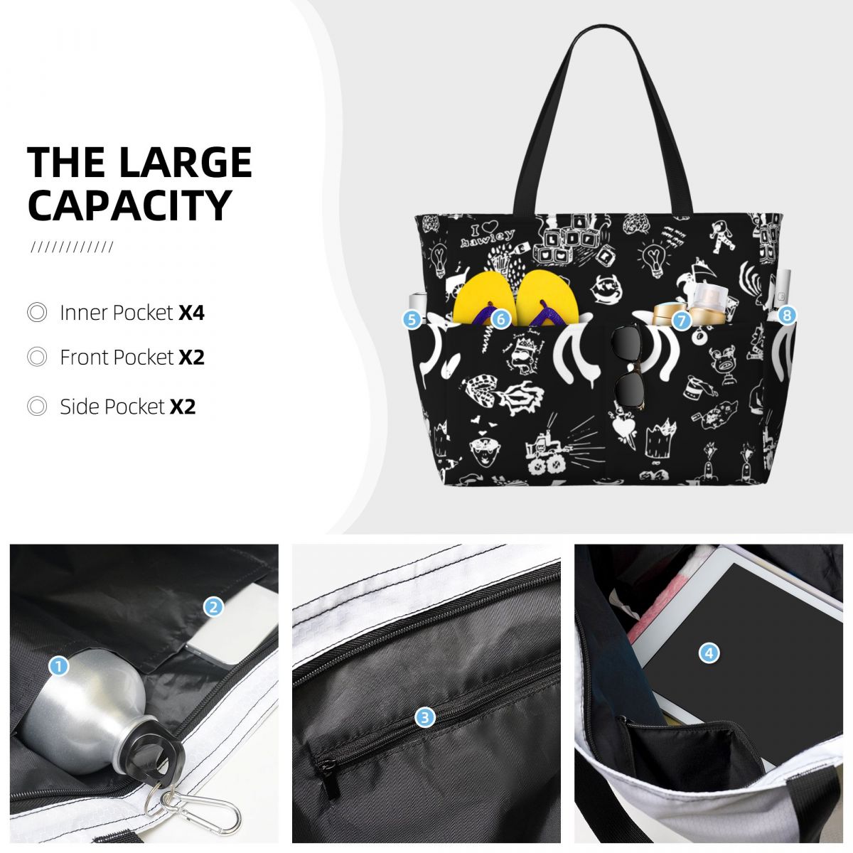 Bolsa de playa con estampado d - Yoga Fitness Drawing reseña y precio