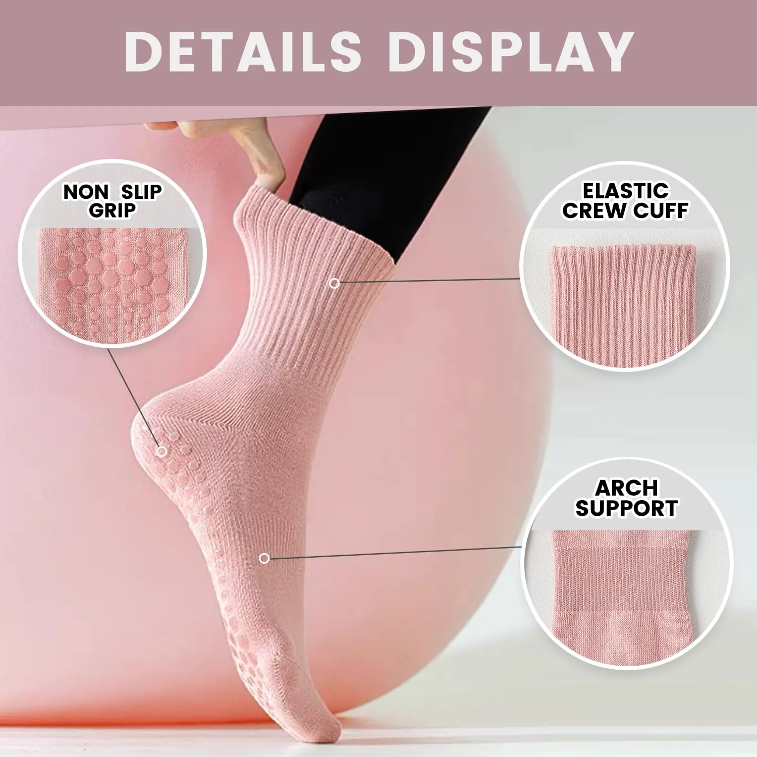 4 pares de calcetines de yoga  - Yoga & Fitness Classes By Niharika Zirakpur Reviews reseña y precio