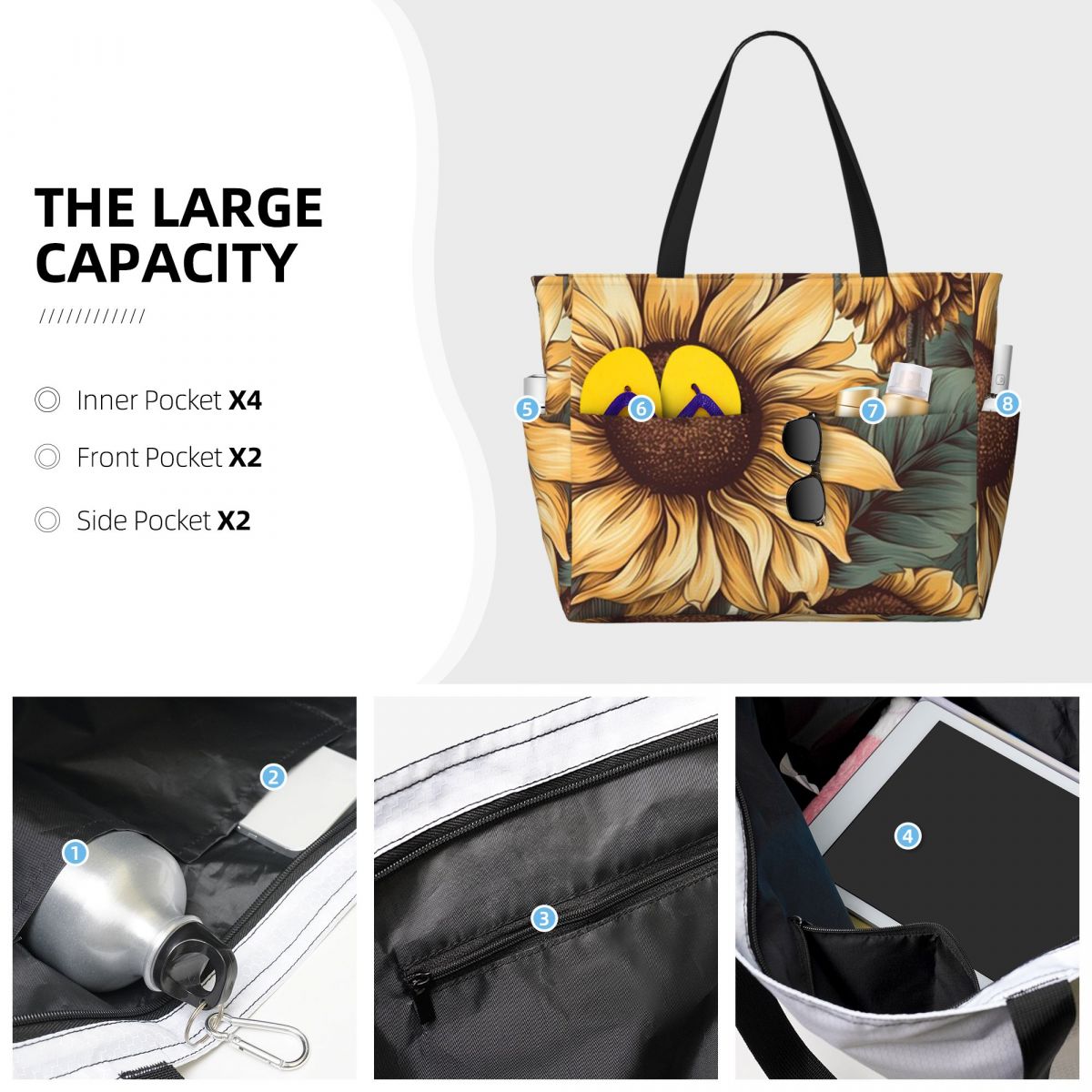 Bolso de mano grande con diseñ - Yoga Fitness Drawing reseña y precio