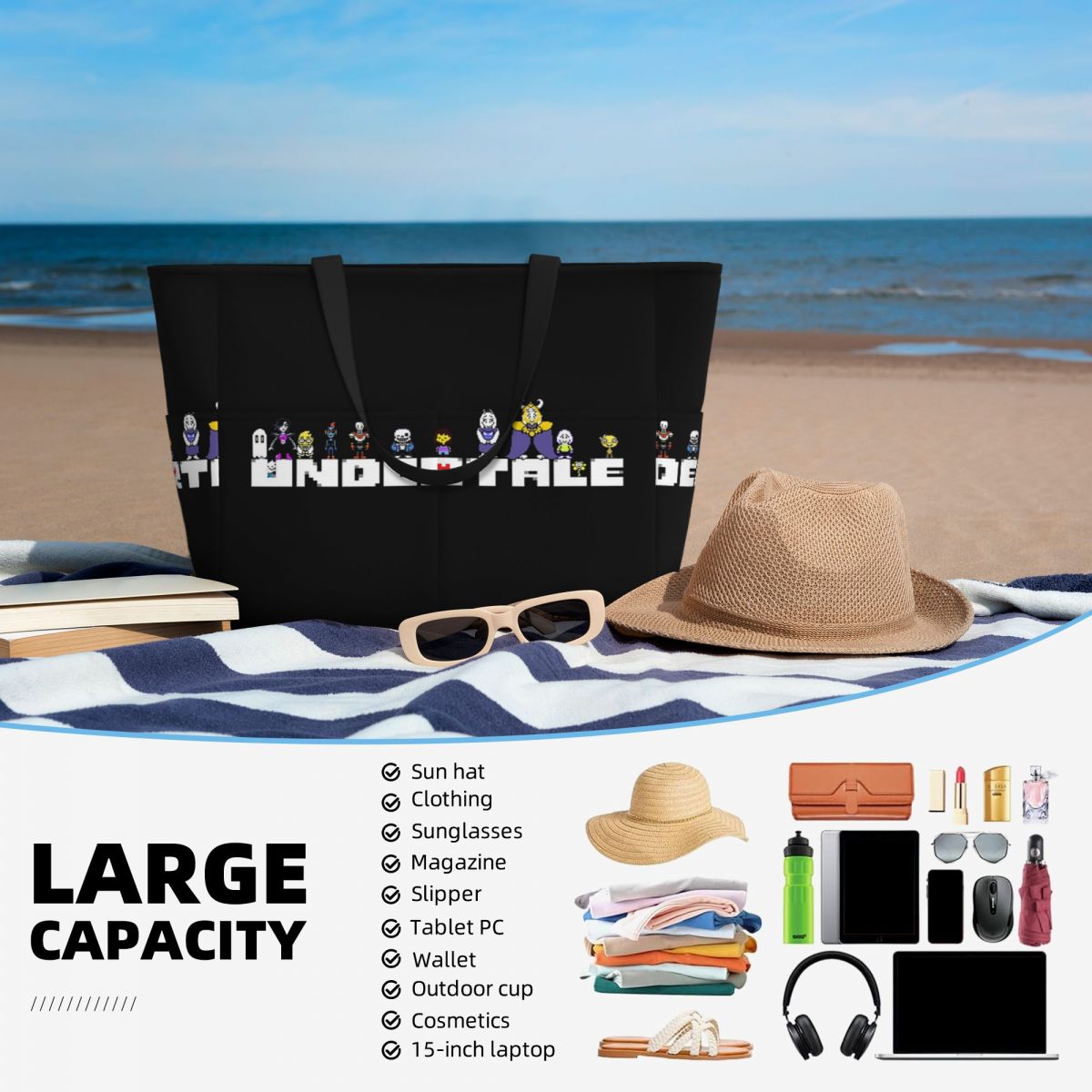 Bolsa de playa con estampado g - Yoga Fitness Video reseña y precio