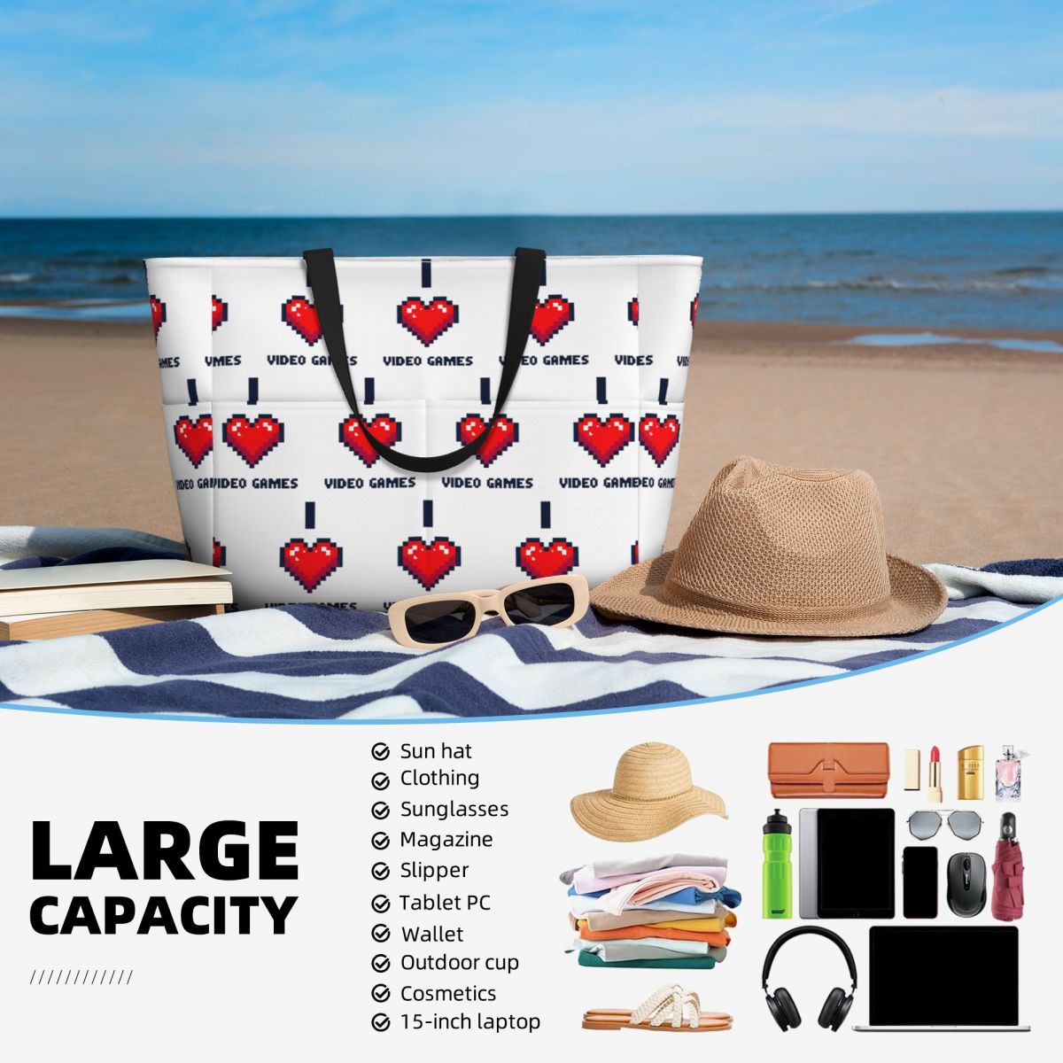Bolso de playa I Heart Video G - Yoga Fitness Video reseña y precio